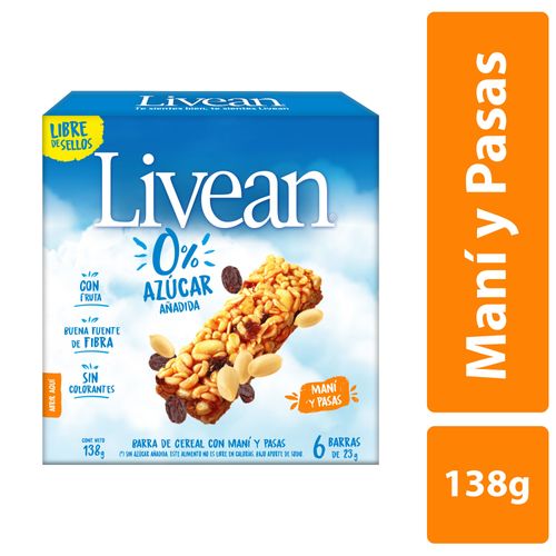 Barra de Cereal Livean Mani Pasas 6 un. 23g c/uDisplay 6 unidades