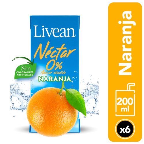 Néctar Livean Naranja Pack 6 un. 200ml c/u Pack 6 unidades
