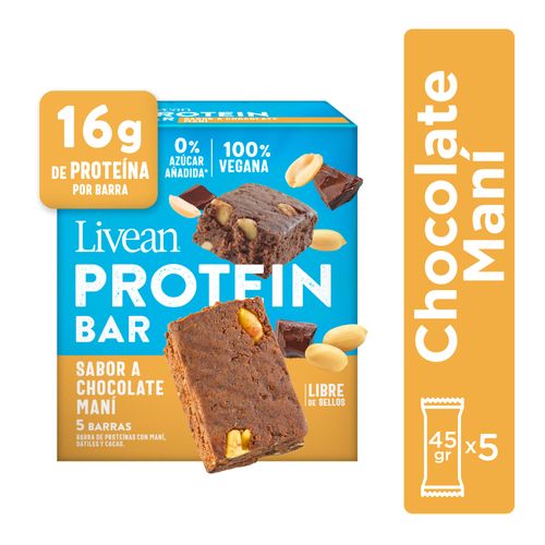 Barra Protein Livean Chocolate mani 40g Display 5 unidades