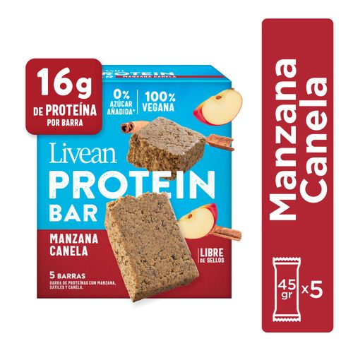 Barra Protein Livean Manzana Canela Display 5 unidades