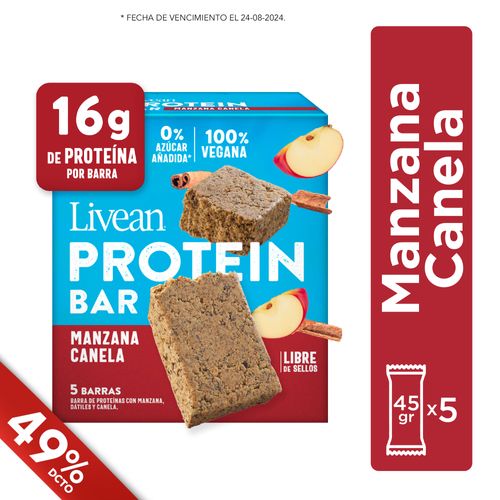 Barra Protein Livean Manzana Canela Display 5 unidades